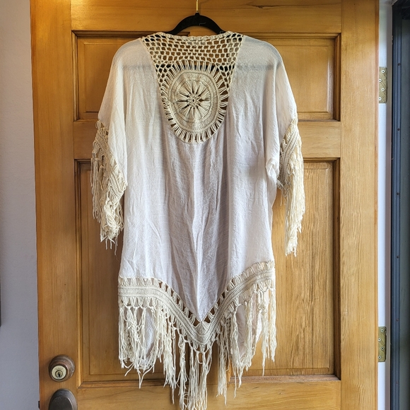 Rebellion Ivory Kimono with Fringe & Detailing - Picture 2 of 13
